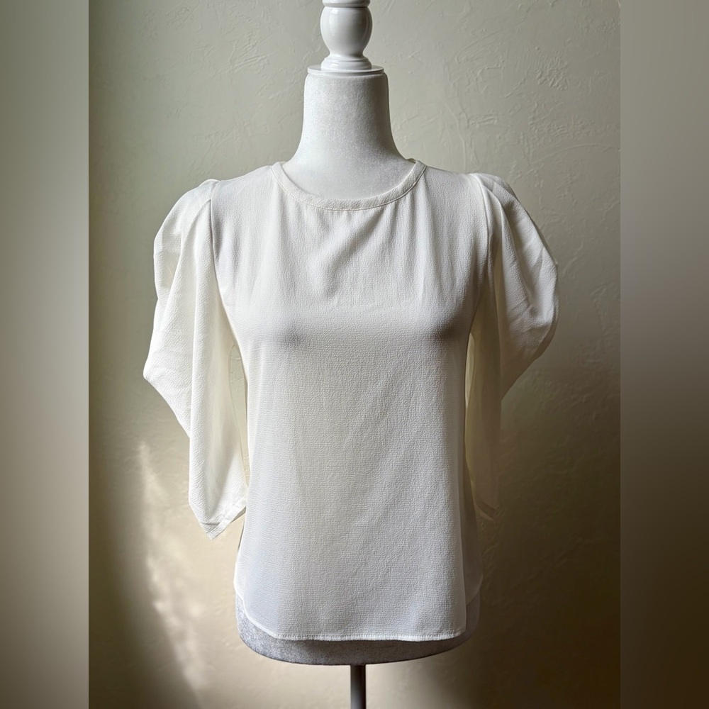 VICI White Textured Puff Sleeve Blouse Top XS